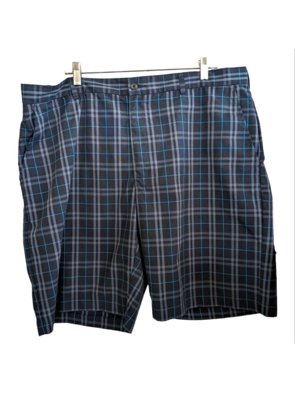Ben Hogan Gray & Teal Plaid Performance 10" Golf Shorts Size 40 Country Club